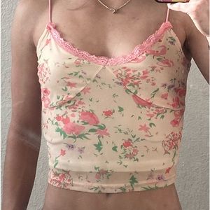 cream floral tank top